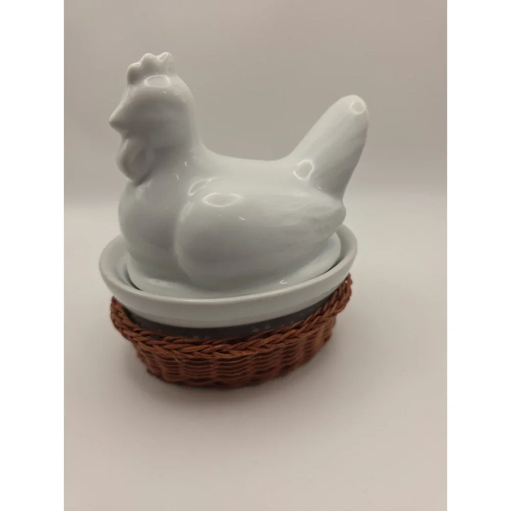 Individual Ceramic Chicken Covered Casserole Baking Dish